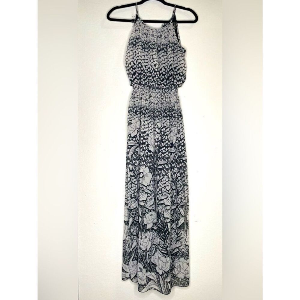 Enfocus Studio Black and White Floral Maxi Dress